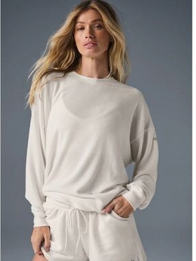$98 Alo Soho Pullover Swestshirt In Ivory Size L
